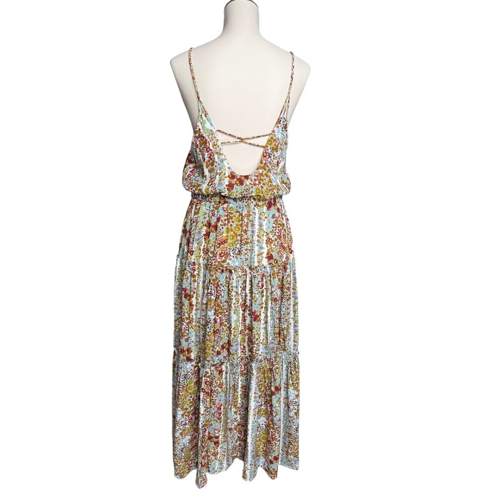 Free People Valerie Floral Tiered Maxi Dress Spaghetti Strap Open Back XS Fairy - Picture 5 of 12